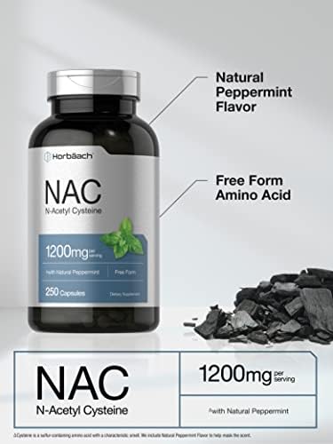 Suplemento de NAC N-Acetil Cisteína Horbäach 1200mg | 250 Cápsulas en Polvo | Con Menta Natural | Sin OGM, Libre de Gluten - imagen 3