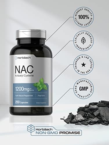 Suplemento de NAC N-Acetil Cisteína Horbäach 1200mg | 250 Cápsulas en Polvo | Con Menta Natural | Sin OGM, Libre de Gluten - imagen 5