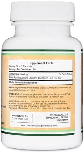 Suplemento de PQQ - 20mg, 60 Cápsulas (Quinona Pirroloquinolina) Promueve Niveles de Coenzima ATP en Mitocondrias, Optimiza Energía y Apoya el Sueño - imagen 3
