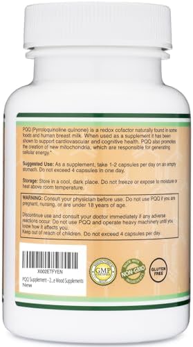 Suplemento de PQQ - 20mg, 60 Cápsulas (Quinona Pirroloquinolina) Promueve Niveles de Coenzima ATP en Mitocondrias, Optimiza Energía y Apoya el Sueño - imagen 4