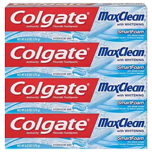 Pasta de Dientes Colgate Max Clean Blanqueadora Espumosa con Flúor, Menta Efervescente, 6 Oz, Paquete de 4 - imagen 3