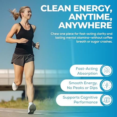 Goma UPLIFE de Enfoque y Energía 50 Piezas – Hecho en EE. UU. – 40mg Cafeína Natural + 80mg L-Teanina + Niacina Vitaminas B3 y B12 – Sin Azúcar, - imagen 6
