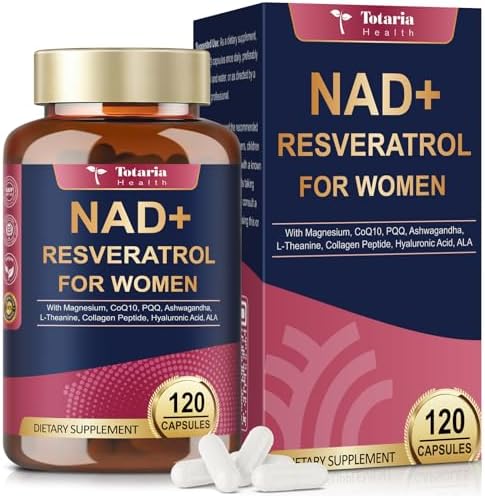 Suplemento Totaria de NAD+ para Mujeres - Suplemento de Trans-Resveratrol con Magnesio, CoQ10, PQQ, Ashwagandha y Péptidos de Colágeno - Alternativa - imagen 1