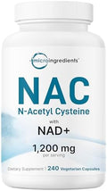 Micro Ingredients NAC con NAD+, 240 Cápsulas Vegetarianas | 1,200 mg por Porción | N-Acetil-L-Cisteína y Nicotinamida Adenina Dinucleótido | No GMO, - imagen 1
