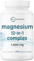 Complejo de Magnesio 12 en 1 Micro Ingredients 1000 mg, 240 Cápsulas – Glicinato, Citrato, Taurato, Malato y Más – Fórmula de Alta Absorción para - imagen 1