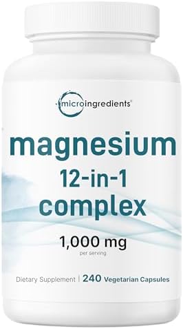 Complejo de Magnesio 12 en 1 Micro Ingredients 1000 mg, 240 Cápsulas – Glicinato, Citrato, Taurato, Malato y Más – Fórmula de Alta Absorción para - imagen 1