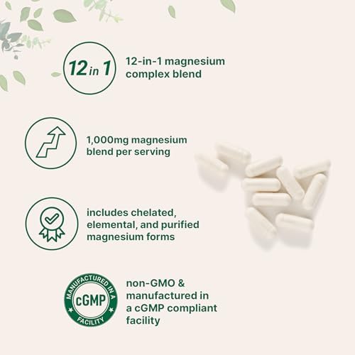 Complejo de Magnesio 12 en 1 Micro Ingredients 1000 mg, 240 Cápsulas – Glicinato, Citrato, Taurato, Malato y Más – Fórmula de Alta Absorción para - imagen 3