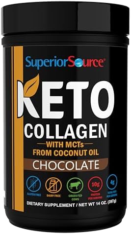 Superior Source Keto Collagen - Polvo de Colágeno con Aceite MCT - Apoya Cabello, Piel, Uñas y Salud Articular - Sin Lácteos - Chocolate, 14 oz - imagen 1