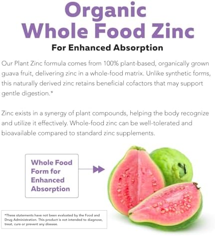 Zinc Orgánico 25 mg | Suplementos de Zinc de Alimentos Integrales | Extraído de Frutas Orgánicas, Vegan, Sin OGM - 60 Porciones, Apoyo Inmunológico y - imagen 3