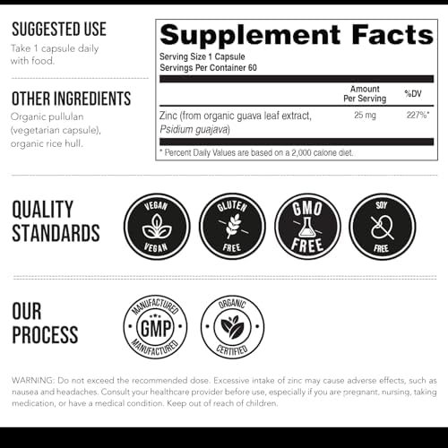 Zinc Orgánico 25 mg | Suplementos de Zinc de Alimentos Integrales | Extraído de Frutas Orgánicas, Vegan, Sin OGM - 60 Porciones, Apoyo Inmunológico y - imagen 6