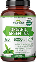 Zazzee Extracto de Té Verde Orgánico USDA 20:1, 50% EGCG, 120 Cápsulas Veganas, Antioxidante, Soporte Metabólico y Energético, Hecho en EE. UU. - imagen 1