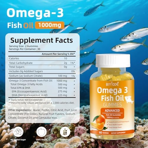 Suplementos de Aceite de Pescado Omega-3: Gomas de Omega-3 Puras de 1000mg para Corazón, Articulaciones, Ojos, Cerebro e Inmunidad - 60 Gomas, - imagen 2
