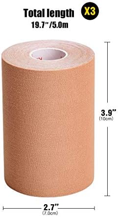 Gsbomzap Paquete de 3 Cintas de Kinesiología, 4in x 5.5yd, Cinta Adhesiva Resistente al Agua para Soporte Muscular y Alivio del Dolor, Libre de - imagen 2