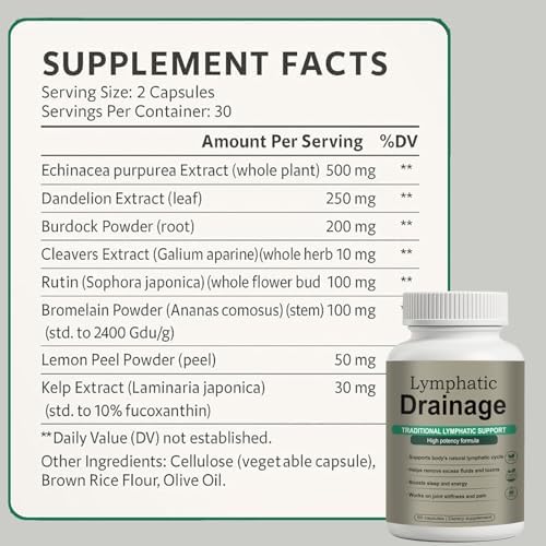 Cápsulas de Drenaje Linfático – Mezcla Herbal Natural con Diente de León, Bardana, Algas Marinas y Equinácea – Apoya la Circulación y el Equilibrio - imagen 5
