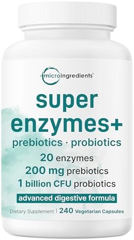 Micro Ingredients Super Enzimas con Prebióticos y Probióticos, 240 Cápsulas Veganas | Enzimas Digestivas para Hombres y Mujeres | Soporte para - imagen 1