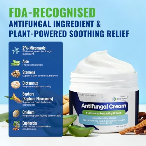 CREMA ANTIFÚNGICA CHARMPOO, 2% Miconazol para Picazón de Ingle, Pie de Atleta y Tiña, 3.4 oz / 100g, Absorción Rápida para Pies, Ingle y Pliegues - imagen 3