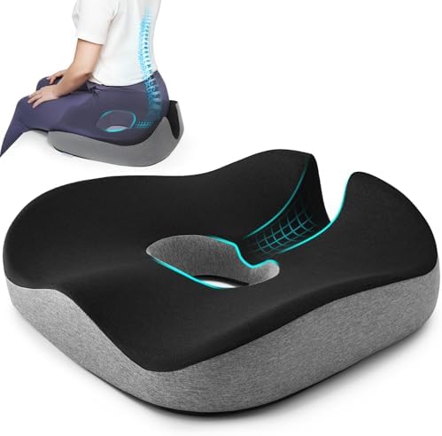 Cojín Donut Anzhixiu con Superficie Cóncava para Alivio de Dolor de Coccix - Cojín para Hemorroides para Oficina, Auto y Hogar - Gris (Negro/Gris) - imagen 1
