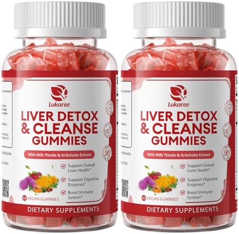 Paquete de 2 Gomitas Detox y Reparación Hepática Lukaree | Suplemento Sin Azúcar de Cardo Mariano con Alcachofa y L-Glutatión - Soporte Herbal Ultra - imagen 1