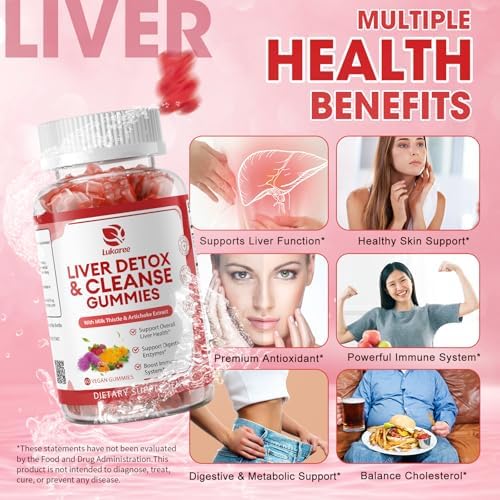 Paquete de 2 Gomitas Detox y Reparación Hepática Lukaree | Suplemento Sin Azúcar de Cardo Mariano con Alcachofa y L-Glutatión - Soporte Herbal Ultra - imagen 2