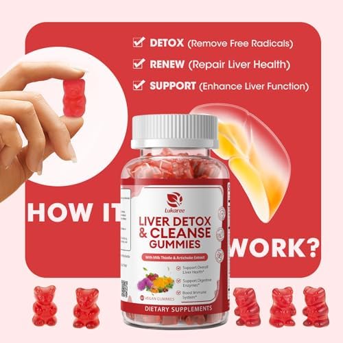 Paquete de 2 Gomitas Detox y Reparación Hepática Lukaree | Suplemento Sin Azúcar de Cardo Mariano con Alcachofa y L-Glutatión - Soporte Herbal Ultra - imagen 3