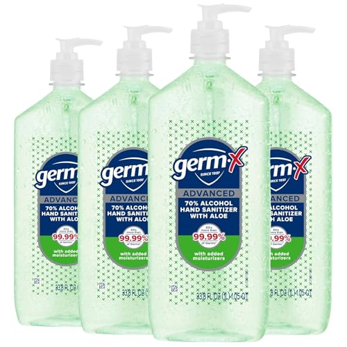 Desinfectante de Manos Germ-X Avanzado con Aloe y Vitamina E, 1 Litro (Paquete de 4), Gel Hidratante, Fórmula Sin Enjuague, Botella con Dispensador - imagen 3