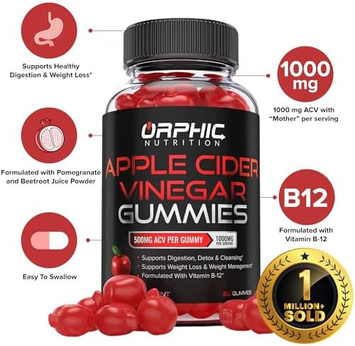 Gomitas de Vinagre de Manzana ORPHIC NUTRITION 1000mg - ACV sin filtrar con Vitamina B12, Betabel y Granada (120 piezas) - imagen 2