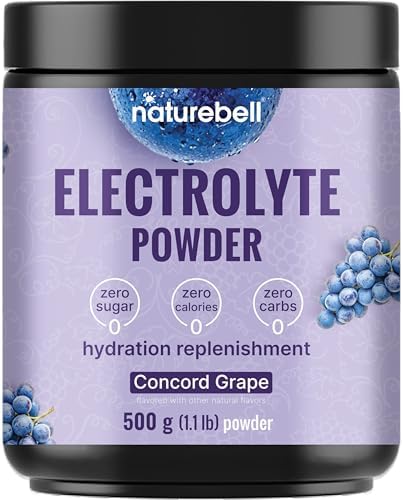 NatureBell Polvo de Electrolitos Sin Azúcar, 500g (76 Porciones) | Polvo Hidratante Keto, Amigable con Carnívoros – 1,000mg de Potasio, Minerales y - imagen 1