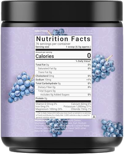 NatureBell Polvo de Electrolitos Sin Azúcar, 500g (76 Porciones) | Polvo Hidratante Keto, Amigable con Carnívoros – 1,000mg de Potasio, Minerales y - imagen 8