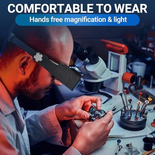 Lentes de aumento YOCTOSUN con luz, lupa recargable con diadema y 4 lentes 1.5X-3.5X, visor manos libres para joyeros y manualidades - imagen 7