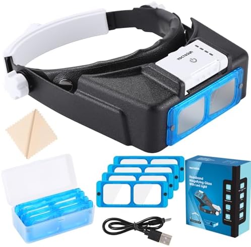 Lentes de aumento YOCTOSUN con luz, lupa recargable con diadema y 4 lentes 1.5X-3.5X, visor manos libres para joyeros y manualidades - imagen 8