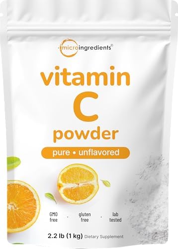 Polvo de Vitamina C Pura Micro Ingredients, 2.2lbs (1kg) | Suplemento de Ácido Ascórbico Sin Sabor | Vitaminas para Hombres y Mujeres | No GMO, Sin - imagen 1