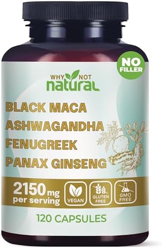 Suplemento Natural 4 en 1 de Maca Negra Orgánica, Ashwagandha, Fenogreco y Ginseng Panax, Cápsulas para Hombres y Mujeres - Why Not - imagen 1