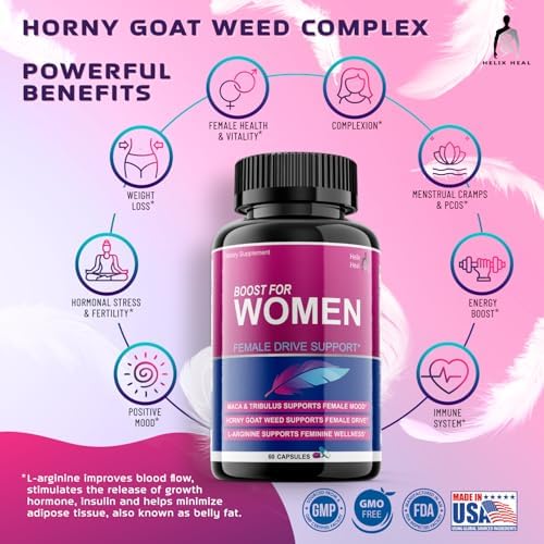 Helix Heal Aumentador de Libido para Mujeres de Acción Rápida con Hierba de Cabra Apasionada - Pastillas para el Deseo Femenino con Maca, Tribulus, - imagen 3