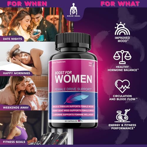 Helix Heal Aumentador de Libido para Mujeres de Acción Rápida con Hierba de Cabra Apasionada - Pastillas para el Deseo Femenino con Maca, Tribulus, - imagen 7
