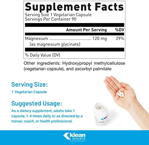 Klean ATHLETE Klean Magnesium | Apoya la Producción de Energía (ATP), Contracción y Relajación Muscular, Mejora el Tiempo de Recuperación | - imagen 2