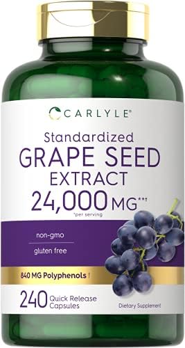 Suplemento de Extracto de Semilla de Uva Carlyle | 240 Cápsulas | Fórmula Estandarizada de Máxima Potencia | Sin OGM y Sin Gluten - imagen 1