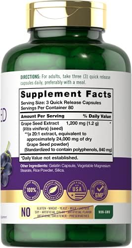 Suplemento de Extracto de Semilla de Uva Carlyle | 240 Cápsulas | Fórmula Estandarizada de Máxima Potencia | Sin OGM y Sin Gluten - imagen 2