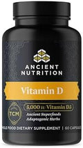 Suplemento de Vitamina D Ancient Nutrition, 5,000 IU para Apoyo Inmunológico, Hecho de Caldo de Huesos y Extracto de Champiñón, 60 Cápsulas Paleo y - imagen 1