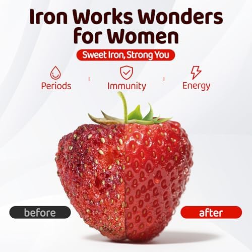 Suplemento de Hierro para Mujeres y Adolescentes, Gluconato de Hierro 324 mg, Gomas de Hierro con Vitamina C, A, B, Folato, Cobre, Zinc, Apoyo - imagen 2