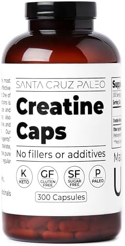 Cápsulas de Creatina Paleo Santa Cruz, 2500mg, 100 Porciones, Sin Gluten, Keto, Sin Azúcar, Sin Rellenos ni Aditivos, 300 Cápsulas - imagen 1