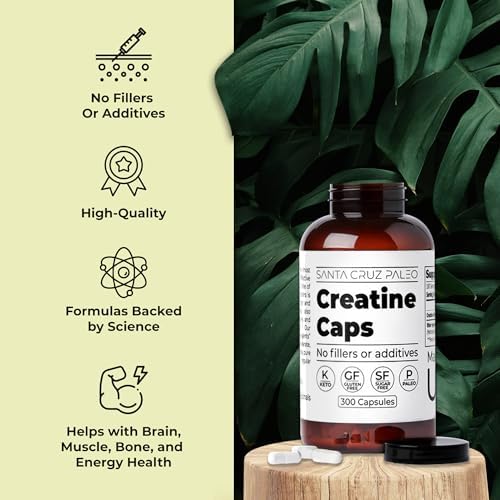 Cápsulas de Creatina Paleo Santa Cruz, 2500mg, 100 Porciones, Sin Gluten, Keto, Sin Azúcar, Sin Rellenos ni Aditivos, 300 Cápsulas - imagen 3