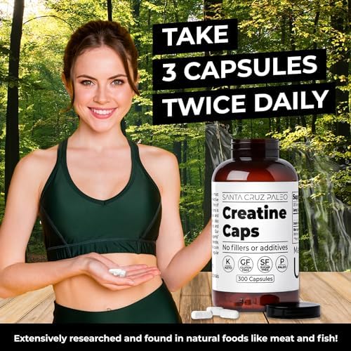Cápsulas de Creatina Paleo Santa Cruz, 2500mg, 100 Porciones, Sin Gluten, Keto, Sin Azúcar, Sin Rellenos ni Aditivos, 300 Cápsulas - imagen 6