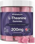 Gomitas Kindnature L-Theanine 200mg para Niños 4+ y Adultos – Relajación y Enfoque Sin Somnolencia – Veganas, Sabor Frutas Mixtas, 60 Piezas - imagen 1