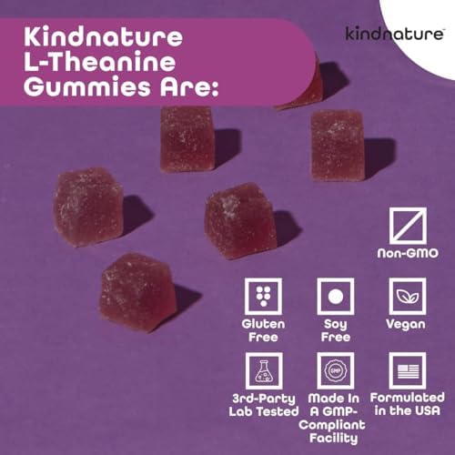 Gomitas Kindnature L-Theanine 200mg para Niños 4+ y Adultos – Relajación y Enfoque Sin Somnolencia – Veganas, Sabor Frutas Mixtas, 60 Piezas - imagen 5