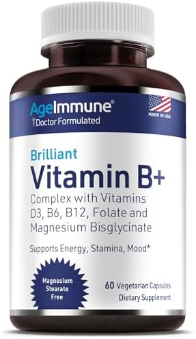 AgeImmune Complejo de Vitaminas B con Vitamina D3, B12, B6, Magnesio Bisglicinato y Folato como Metilfolato - Suplemento Methylated B - 60 Cápsulas - - imagen 1