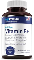 AgeImmune Complejo de Vitaminas B con Vitamina D3, B12, B6, Magnesio Bisglicinato y Folato como Metilfolato - Suplemento Methylated B - 60 Cápsulas - - imagen 1