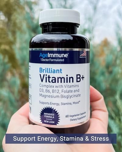 AgeImmune Complejo de Vitaminas B con Vitamina D3, B12, B6, Magnesio Bisglicinato y Folato como Metilfolato - Suplemento Methylated B - 60 Cápsulas - - imagen 4