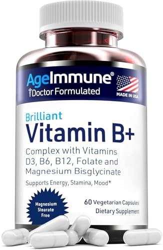 AgeImmune Complejo de Vitaminas B con Vitamina D3, B12, B6, Magnesio Bisglicinato y Folato como Metilfolato - Suplemento Methylated B - 60 Cápsulas - - imagen 7
