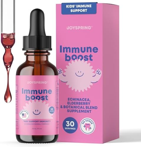 JoySpring Gotas Inmunitarias - Suplemento de Apoyo Inmunológico para Niños (30 Porciones, 1 fl oz) con Saúco Orgánico, Equinácea, Raíz de Uva de - imagen 1