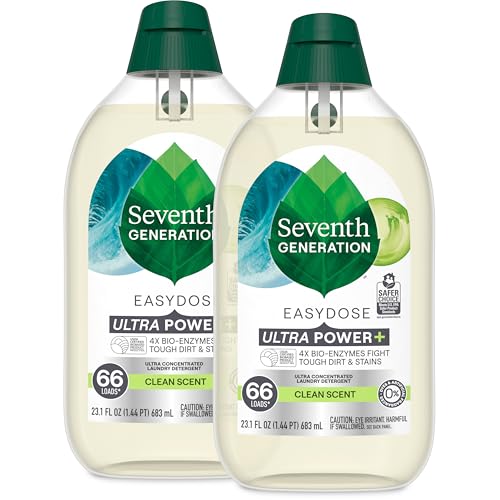 Detergente para Ropa Séptima Generación Ultra Concentrado Aroma Limpio 2 Paquetes 132 Lavados, Transparente, Power Plus, 23.1 Onzas - imagen 6